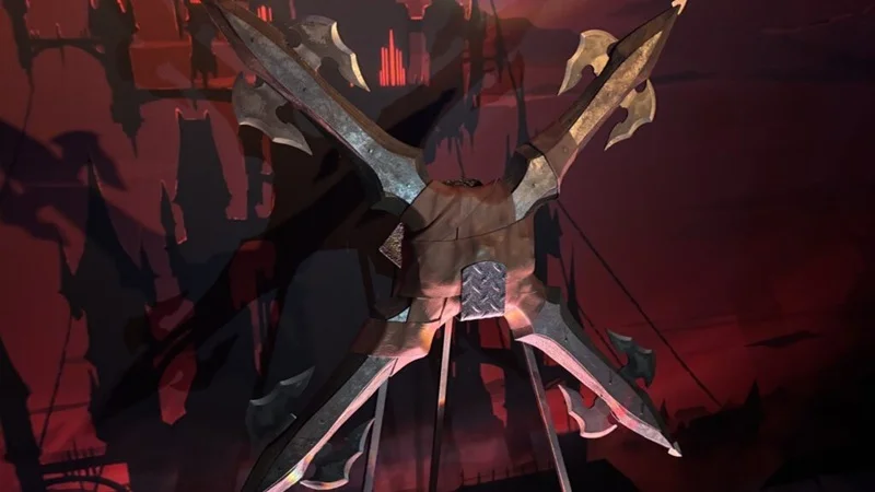 Pax West 2026: A close-up of a Castlevania spinning weapon replica.
