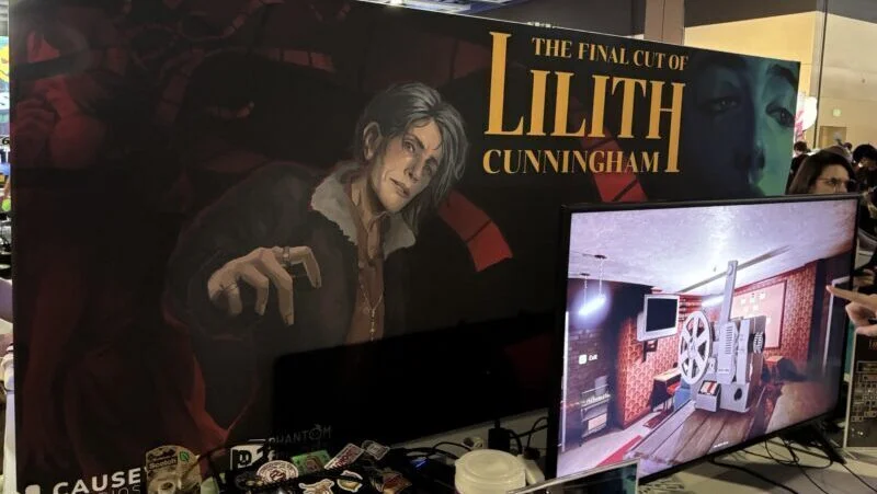 PAX West 2026: A drawing of a creepy person looks on beneath the Final Cut of Lilith Cunningham logo.