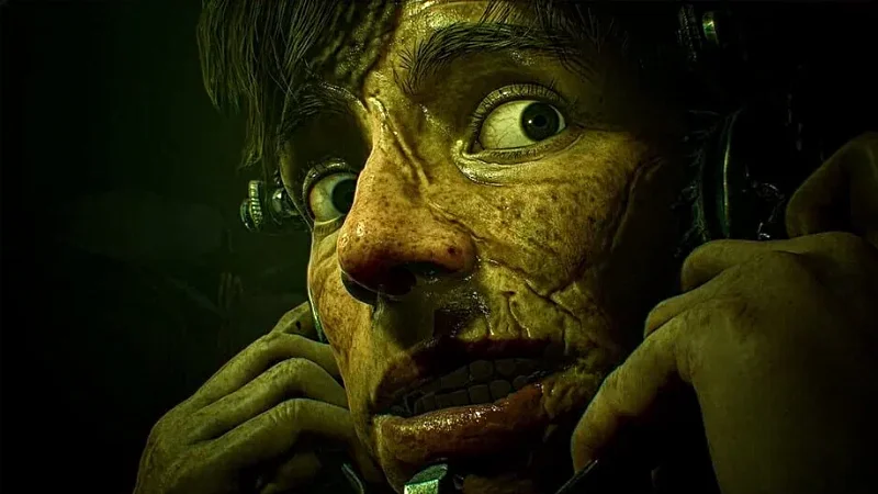 Saw Genesis: a person with scars on their face stares off-camera looking very frightened.