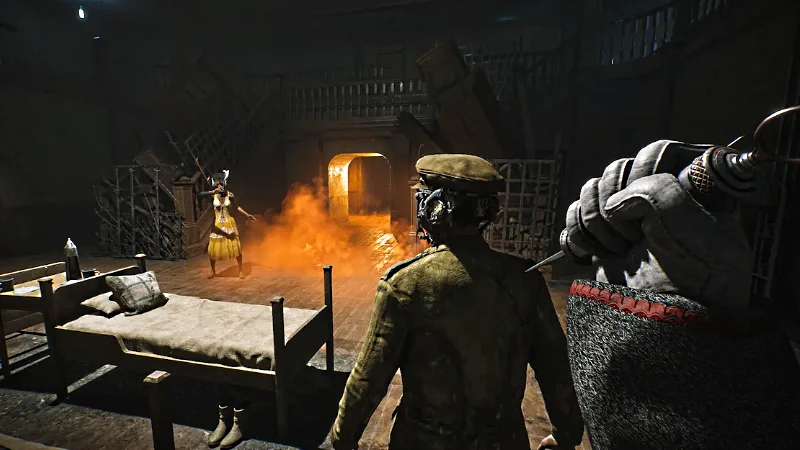 Saw Genesis: the player, in first-person, approaches the back of someone, as though they are about to stab them.