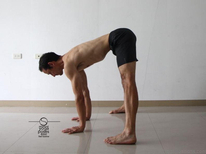 mastering the standing foot behind the head forward bend yoga pose